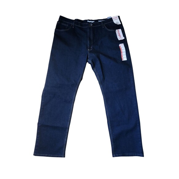 Wrangler Jeans Regular Fit Men's 42 X 32 Straight Leg Free To Stretch Dark Wash - Picture 2 of 11